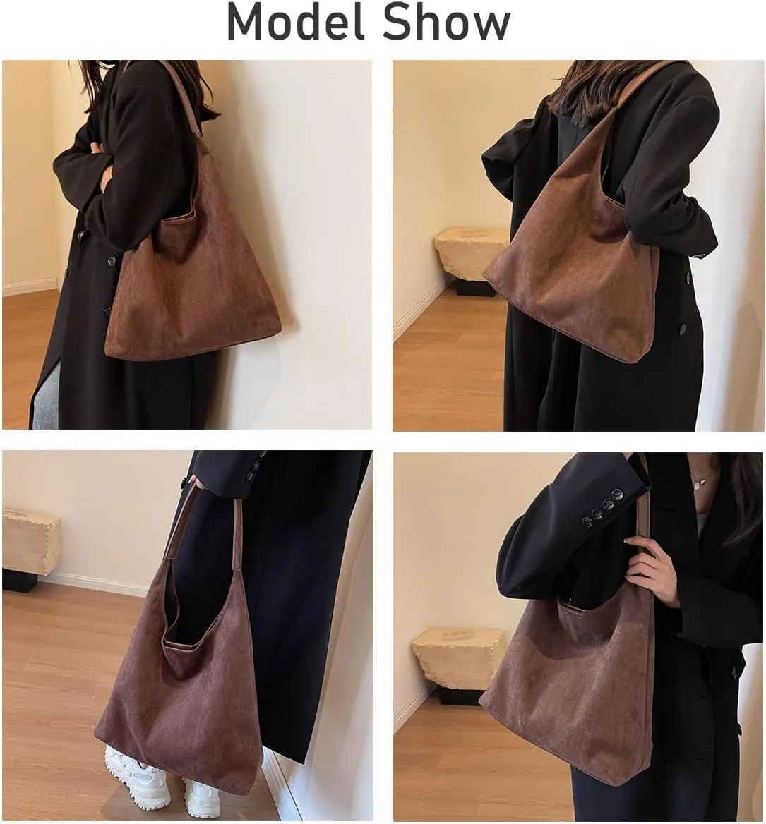 Suede Bags for Women, Suede Handbag, Suede Hobo Bag 2 Pack