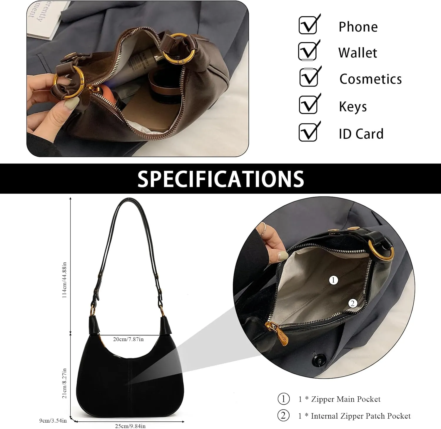 Suede Bags for Women Trendy Suede Purses Hobo Crescent Crossbody Shoulder Bag