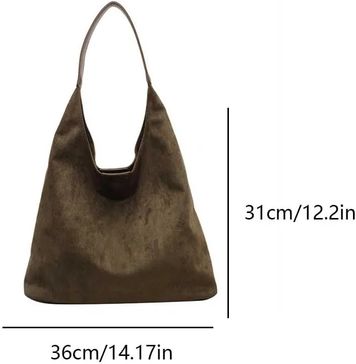Suede Hobo Bags for Women Suede Purse Slouchy Tote Bag Soft Suede Leather Shoulder Handbags Work Bags with Purse
