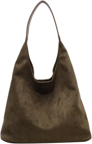 Suede Hobo Bags for Women Suede Purse Slouchy Tote Bag Soft Suede Leather Shoulder Handbags Work Bags with Purse