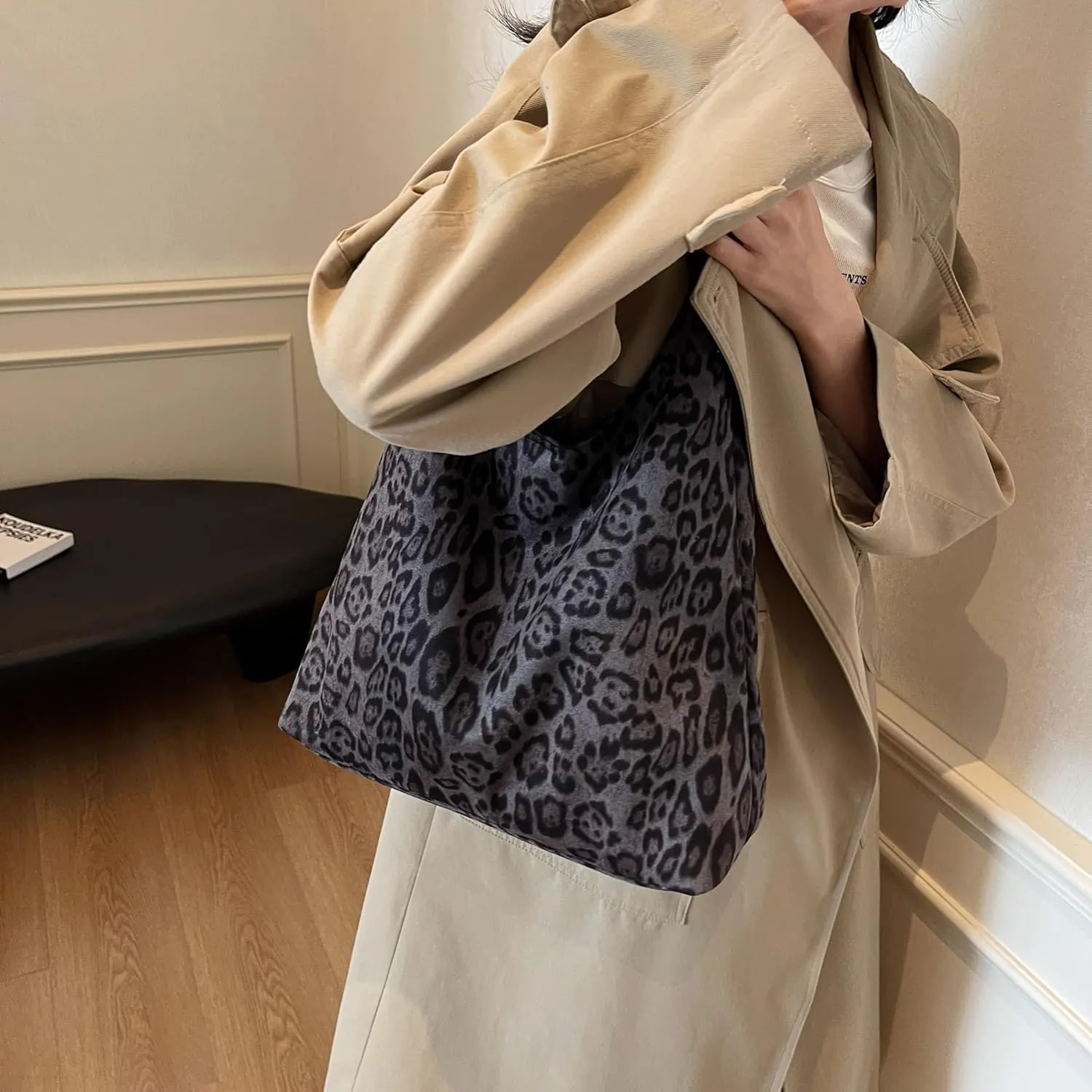 Suede Tote Bag, Brown Slouchy Suede Bags for Womens Tote Bag Work Purses Crescent Bag Suede Handbag Travel Winter Fall