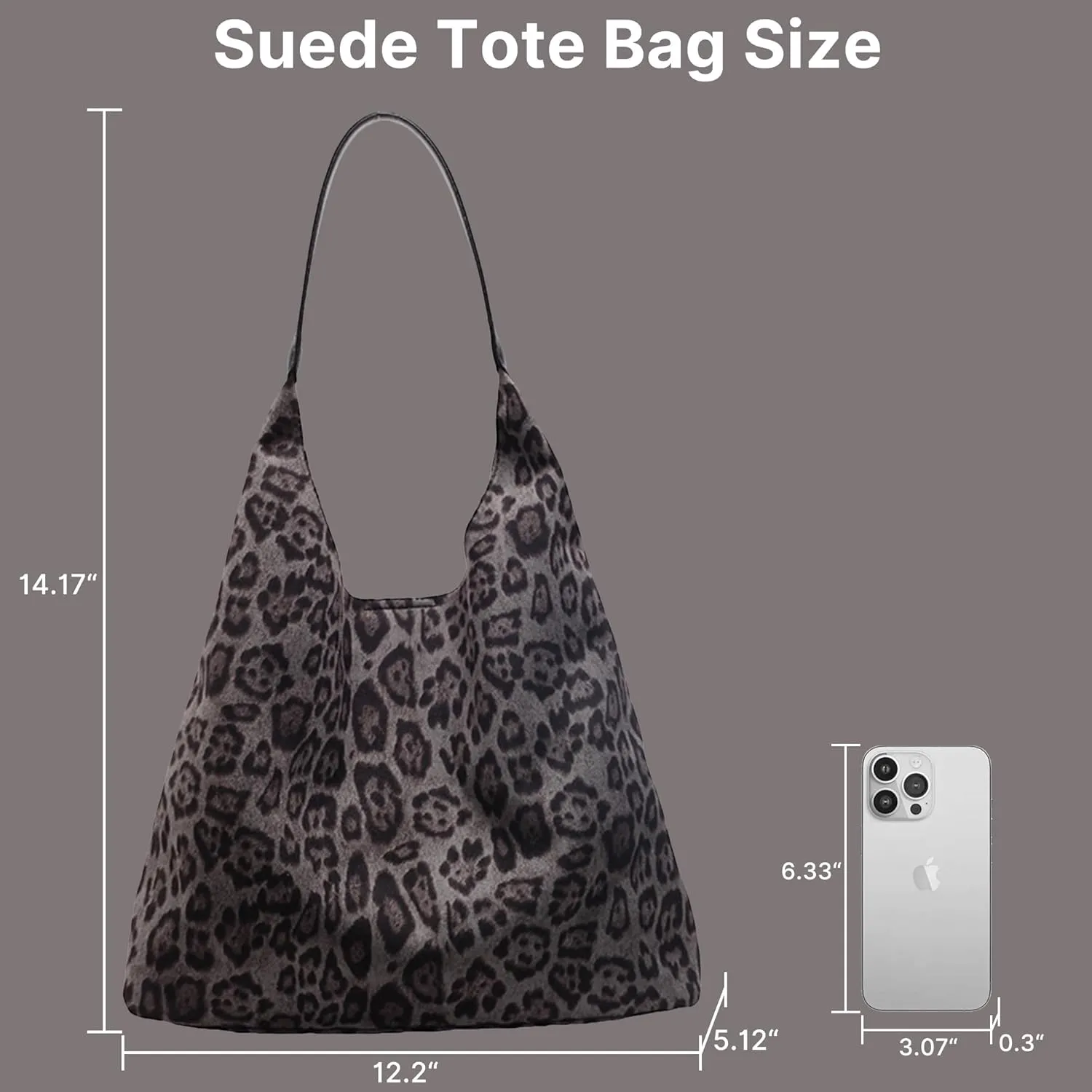 Suede Tote Bag, Brown Slouchy Suede Bags for Womens Tote Bag Work Purses Crescent Bag Suede Handbag Travel Winter Fall