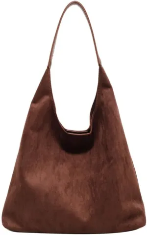 Suede Tote Bag for Women, Women's Suede Purse Vintage Top Handle Bag, Fashion Retro Shoulder Satchel Work Leather Bag (Z-Coffee)