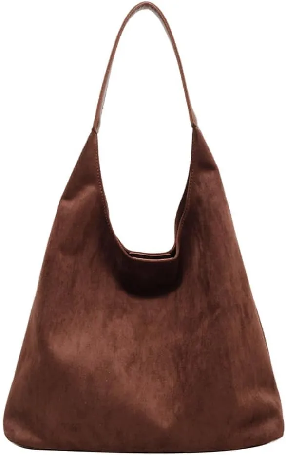 Suede Tote Bag for Women, Women's Suede Purse Vintage Top Handle Bag, Fashion Retro Shoulder Satchel Work Leather Bag (Z-Coffee)