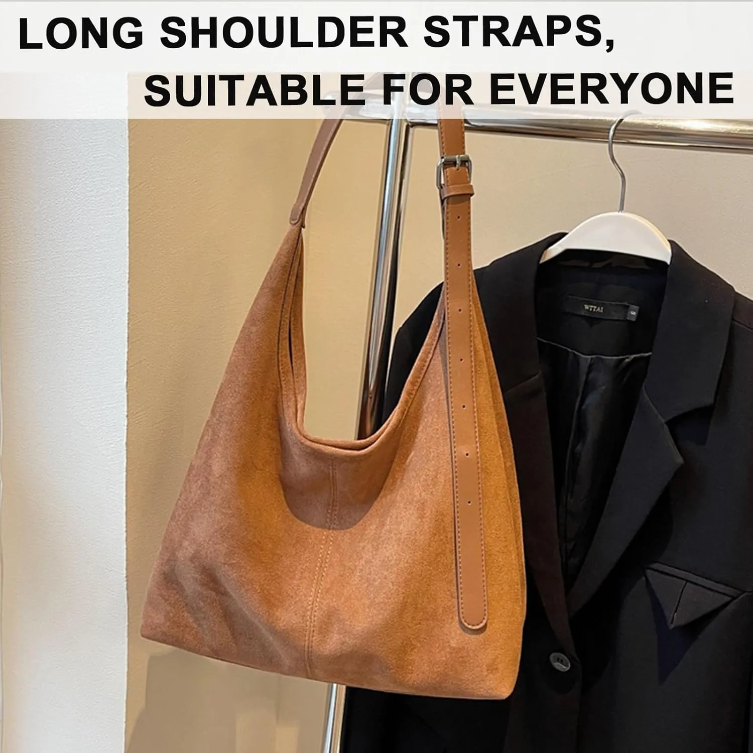 Suede Tote Bags for Women, Coffee Suede Tote Bag, Suede Shoulder Bag, Suede Handbags for Travel Shopping Work