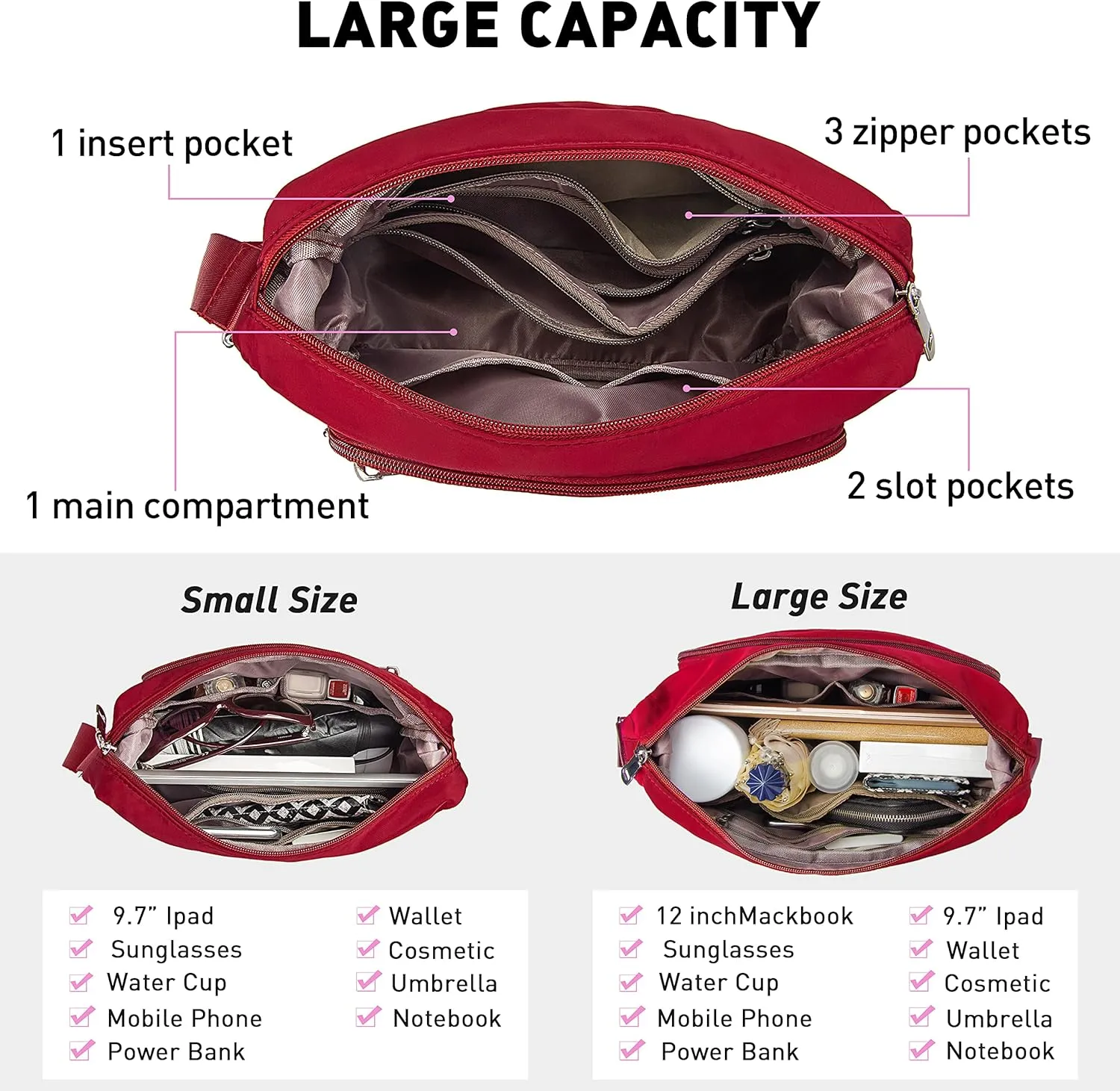 SUKRY Women's Shoulder Bags with RFID Anti Thief Pocket Casual Handbag Travel Bag Messenger CrossBody Purse for Women