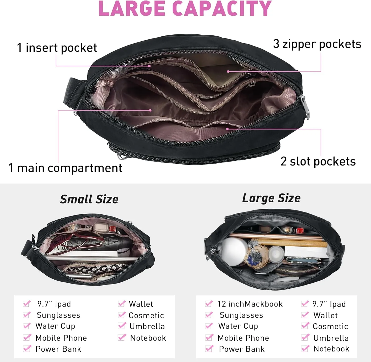SUKRY Women's Shoulder Bags with RFID Anti Thief Pocket Casual Handbag Travel Bag Messenger CrossBody Purse for Women