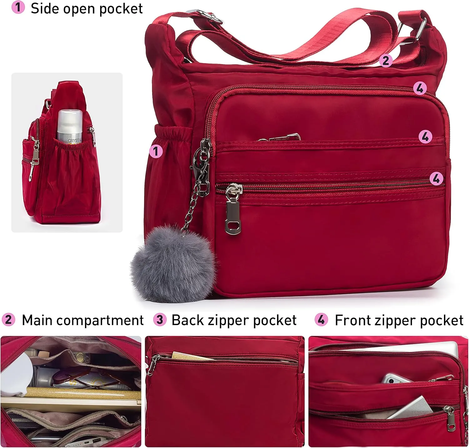 SUKRY Women's Shoulder Bags with RFID Anti Thief Pocket Casual Handbag Travel Bag Messenger CrossBody Purse for Women