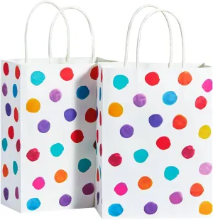 SUNCOLOR 24 Pack 9" Small Party Favor Bags Goodie Bags for Birthday Party Gift Bags With Handle(Polka Dot)