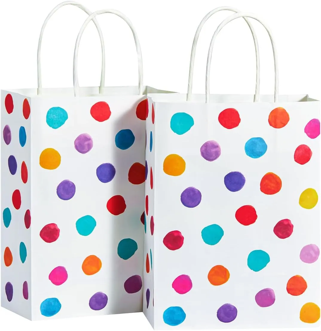 SUNCOLOR 24 Pack 9" Small Party Favor Bags Goodie Bags for Birthday Party Gift Bags With Handle(Polka Dot)