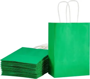 SUNCOLOR 24 Pack Small Green Party Favor Bags Goodie Bags for Saint Patrick's Day/Birthday/Christmas Party Gift Bags With Handle (Green)