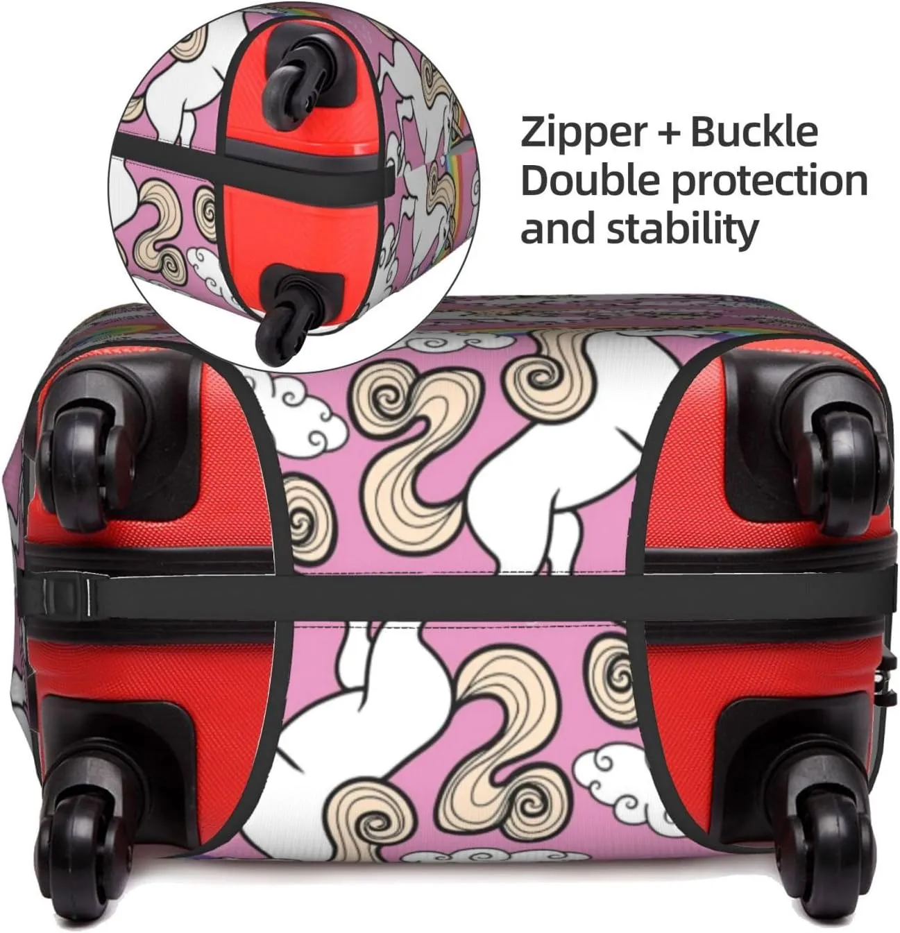 SWEET TANG Luggage Cover Protector Suitcase Anti Scratch Dirt Covers Fits 18"-32" Luggage (Magic Unicorn Rainbow)