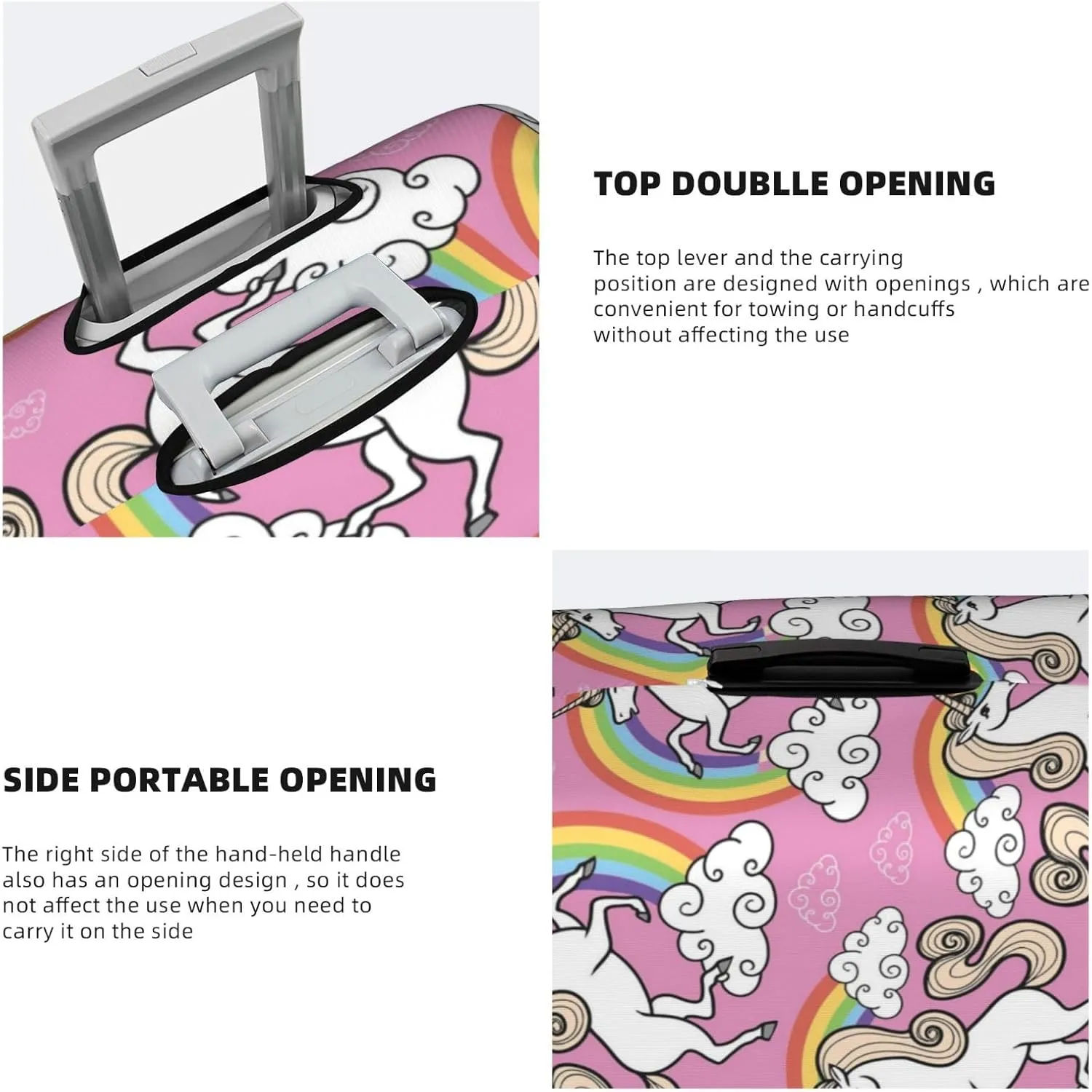 SWEET TANG Luggage Cover Protector Suitcase Anti Scratch Dirt Covers Fits 18"-32" Luggage (Magic Unicorn Rainbow)