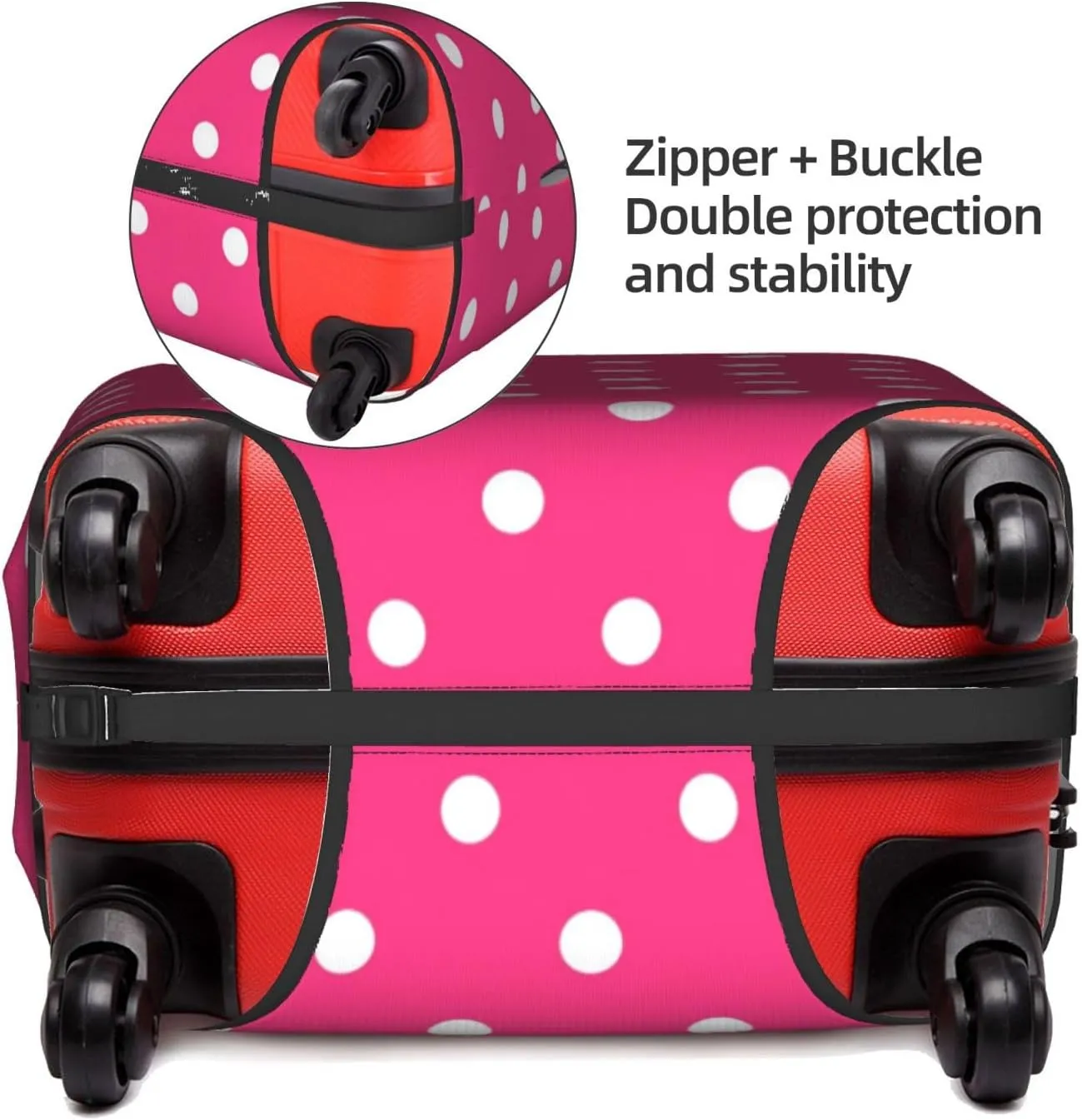 SWEET TANG Luggage Cover Suitcase Protector Fits 18-32 Inch Travel Suitcase Cover Washable Dustproof Anti-Scratch (Pink Polka Dot)