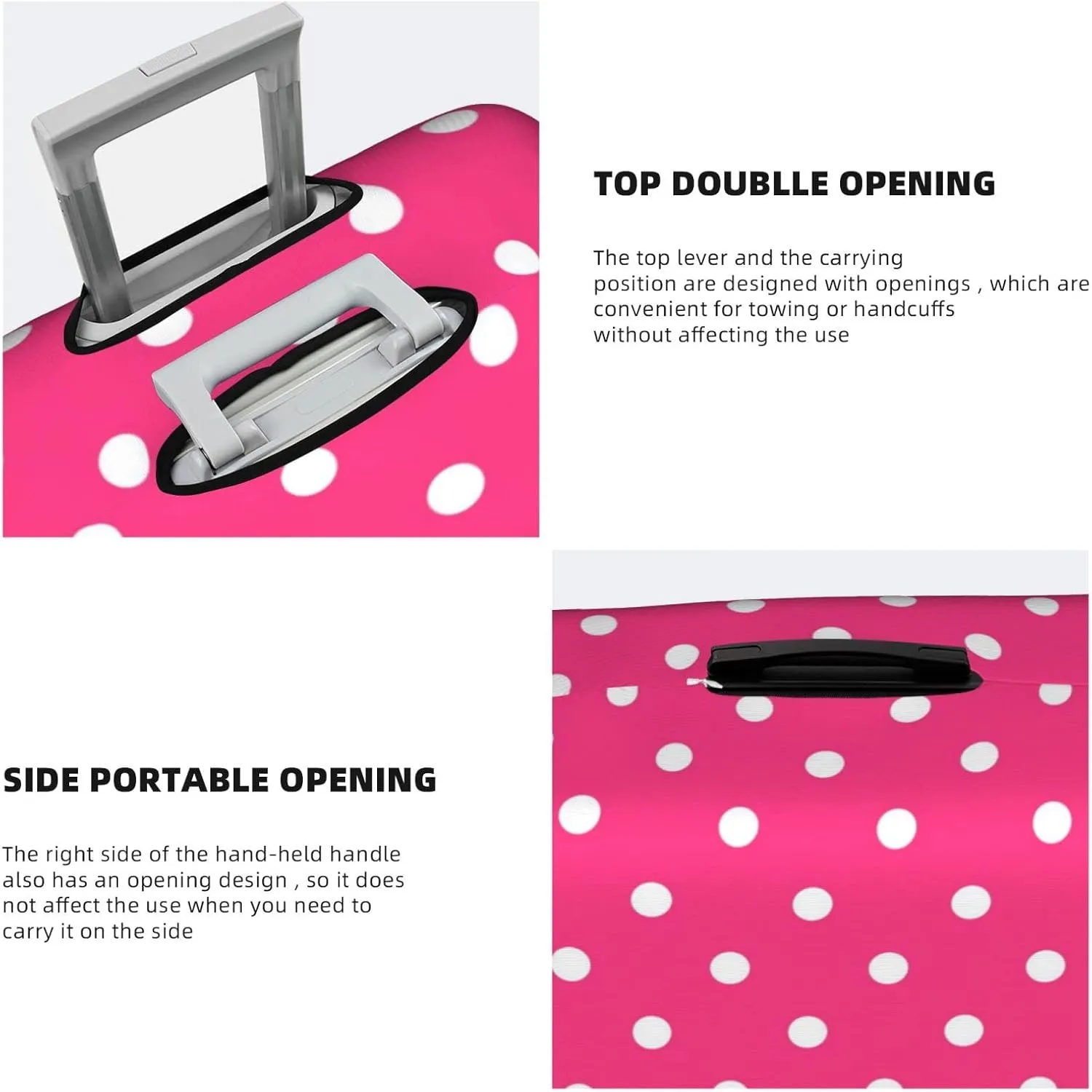 SWEET TANG Luggage Cover Suitcase Protector Fits 18-32 Inch Travel Suitcase Cover Washable Dustproof Anti-Scratch (Pink Polka Dot)