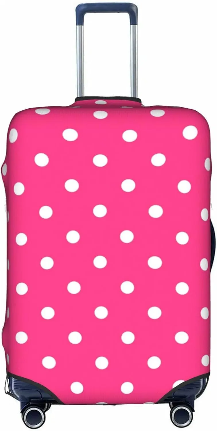 SWEET TANG Luggage Cover Suitcase Protector Fits 18-32 Inch Travel Suitcase Cover Washable Dustproof Anti-Scratch (Pink Polka Dot)