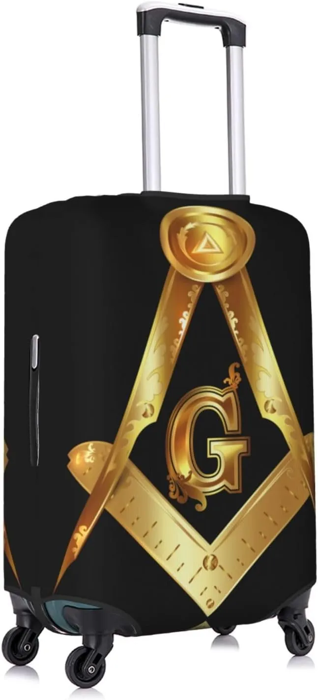SWEET TANG Luggage Covers For Suitcase Suitcase Cover Protector Fit 18-32 Inch Luggage (Gold Freemason Freemasonry Masonic)
