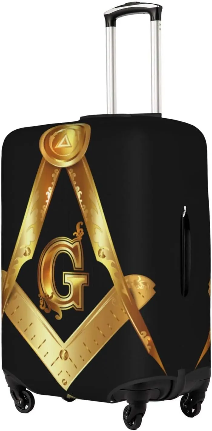 SWEET TANG Luggage Covers For Suitcase Suitcase Cover Protector Fit 18-32 Inch Luggage (Gold Freemason Freemasonry Masonic)