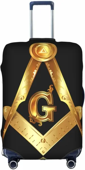 SWEET TANG Luggage Covers For Suitcase Suitcase Cover Protector Fit 18-32 Inch Luggage (Gold Freemason Freemasonry Masonic)