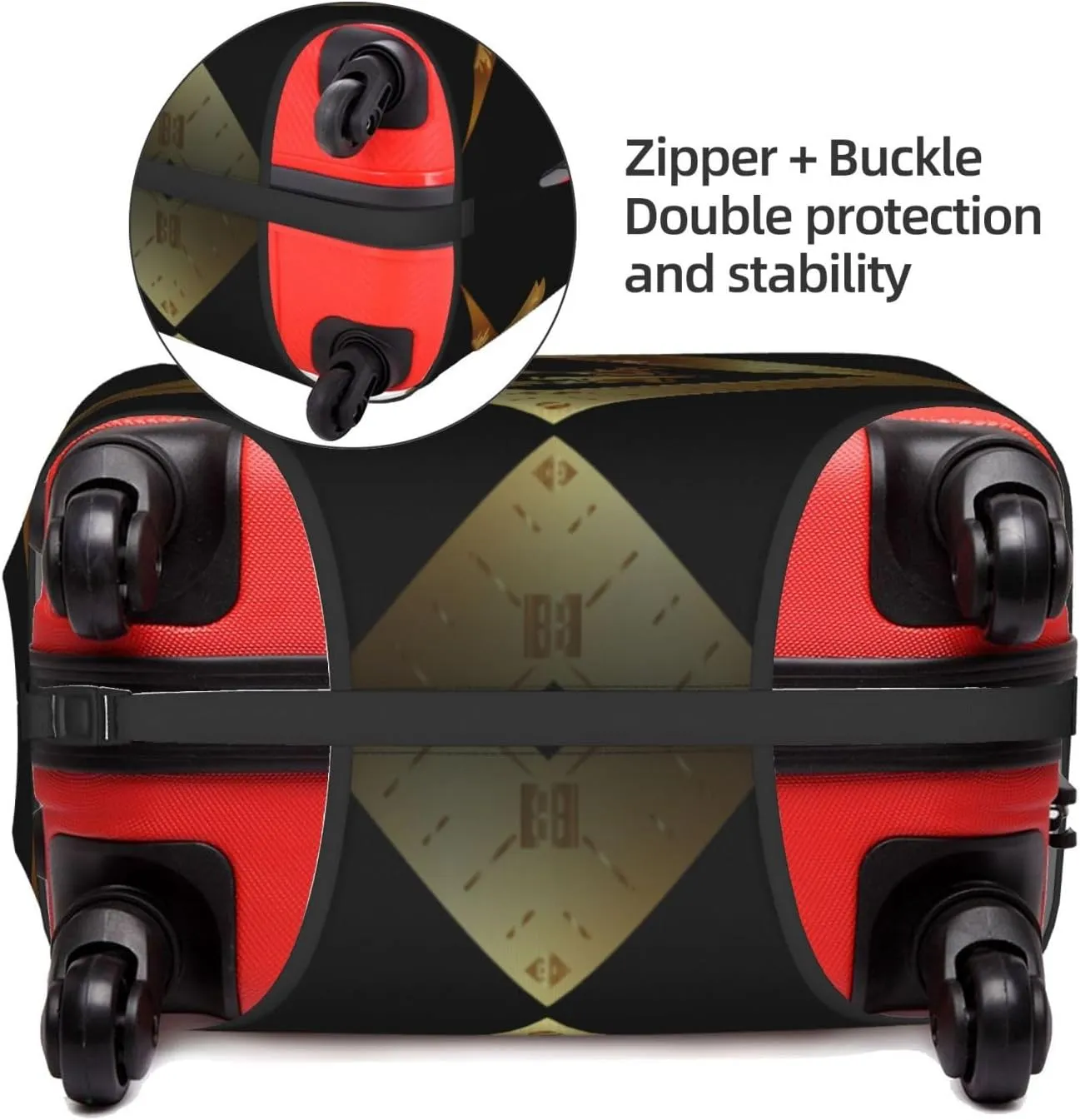 SWEET TANG Luggage Covers For Suitcase Suitcase Cover Protector Fit 18-32 Inch Luggage (Gold Freemason Freemasonry Masonic)