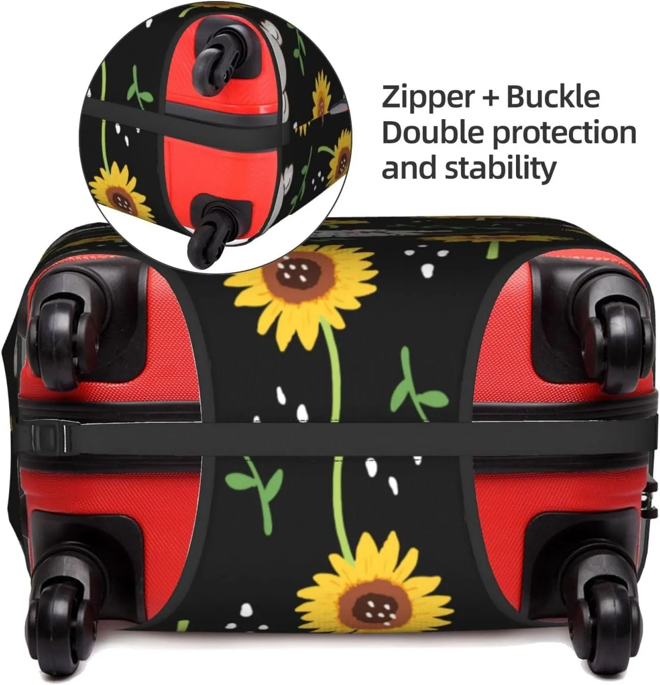 SWEET TANG Travel Luggage Cover Suitcase Protector Anti Scratch Suitcase Cover Washable Baggage Covers (Cute Koala Black Yellow Sunflower)