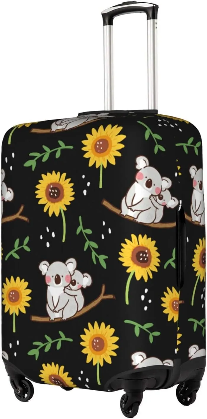 SWEET TANG Travel Luggage Cover Suitcase Protector Anti Scratch Suitcase Cover Washable Baggage Covers (Cute Koala Black Yellow Sunflower)