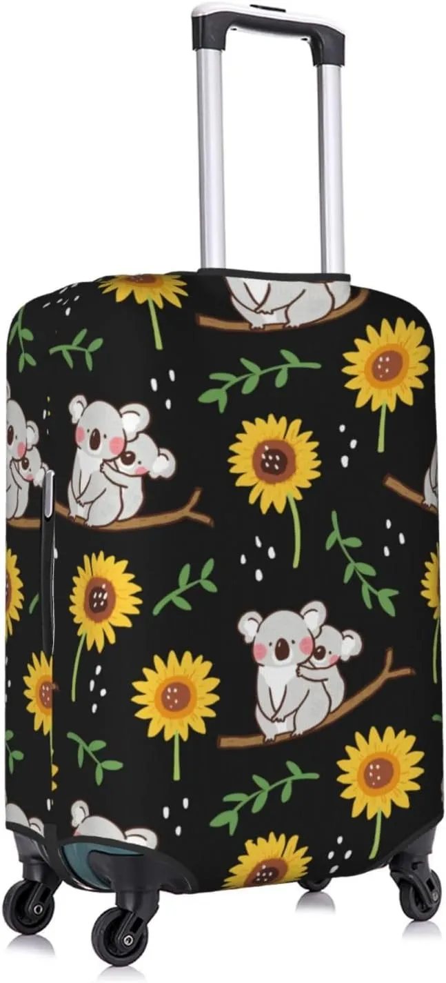 SWEET TANG Travel Luggage Cover Suitcase Protector Anti Scratch Suitcase Cover Washable Baggage Covers (Cute Koala Black Yellow Sunflower)