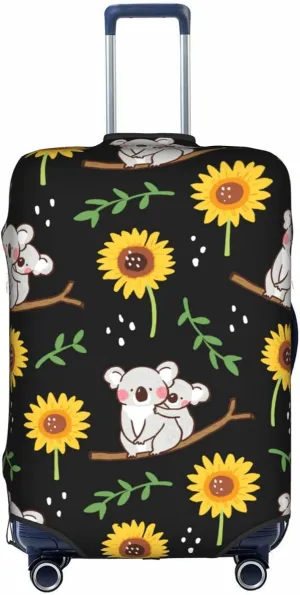 SWEET TANG Travel Luggage Cover Suitcase Protector Anti Scratch Suitcase Cover Washable Baggage Covers (Cute Koala Black Yellow Sunflower)
