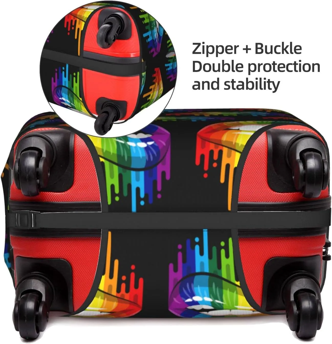 SWEET TANG Travel Luggage Cover Suitcase Protector Anti Scratch Suitcase Cover Washable Baggage Covers (Gay Homosexual Lesbian Rainbow Lips Pride)