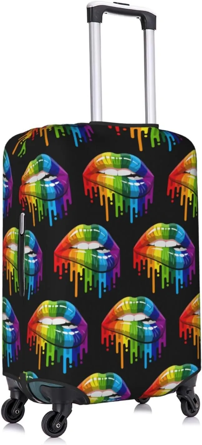 SWEET TANG Travel Luggage Cover Suitcase Protector Anti Scratch Suitcase Cover Washable Baggage Covers (Gay Homosexual Lesbian Rainbow Lips Pride)
