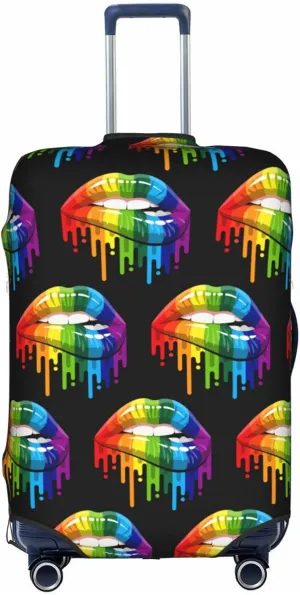 SWEET TANG Travel Luggage Cover Suitcase Protector Anti Scratch Suitcase Cover Washable Baggage Covers (Gay Homosexual Lesbian Rainbow Lips Pride)