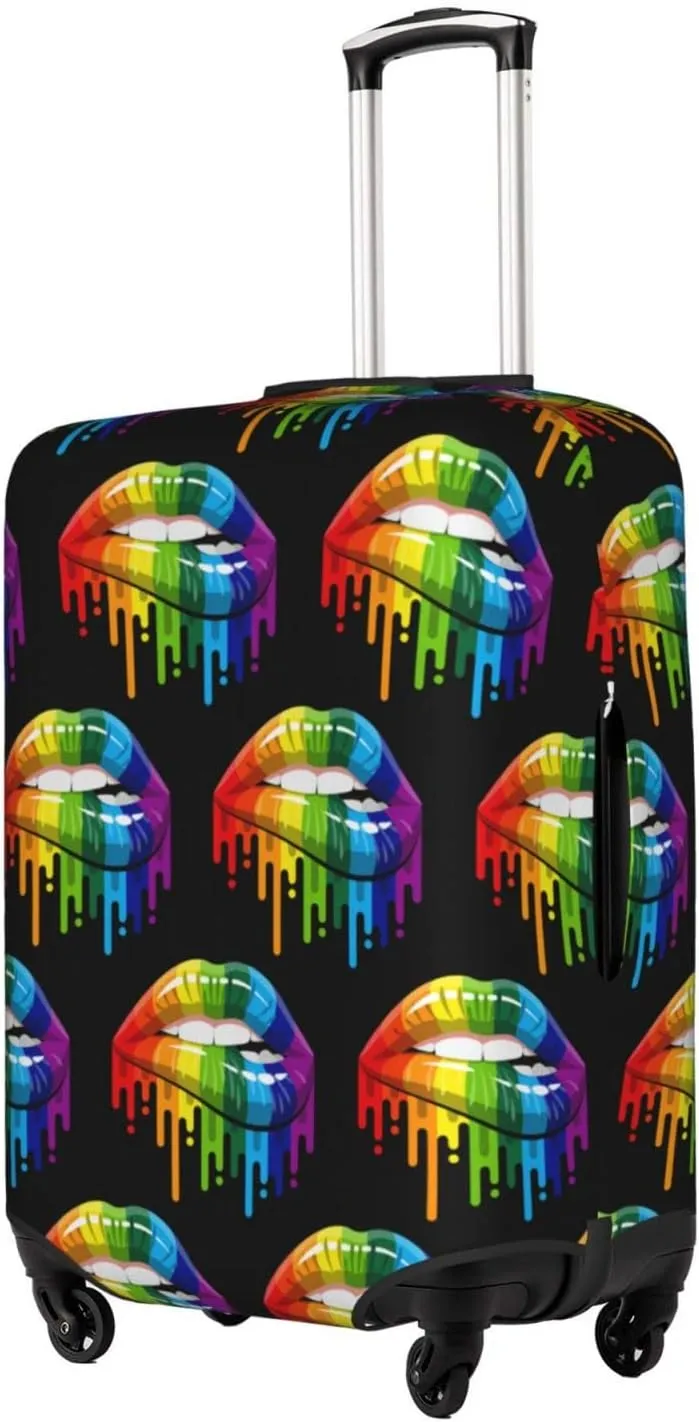 SWEET TANG Travel Luggage Cover Suitcase Protector Anti Scratch Suitcase Cover Washable Baggage Covers (Gay Homosexual Lesbian Rainbow Lips Pride)