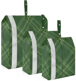 Tartan Black Green Check 3 Set Travel Packing Cubes For Suitcases, Foldable, Garment Bag Closet Storage, Luggage Space Saver, Organizadores De Maletas Para