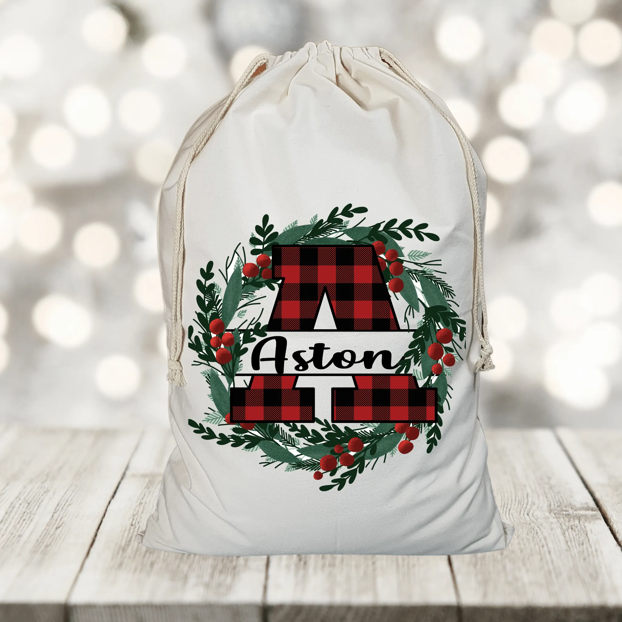 TARTAN LETTER SANTA SACK