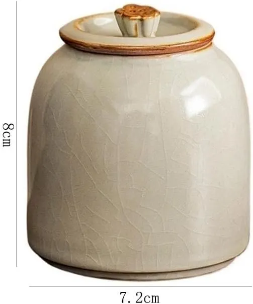 Tea Canister Mihuang Ru Kiln Tea Jar Household Ceramic Storage Container Tins Jar with Sealed Lid Exquisite Mini Tea Caddy Tea Tin(Green)
