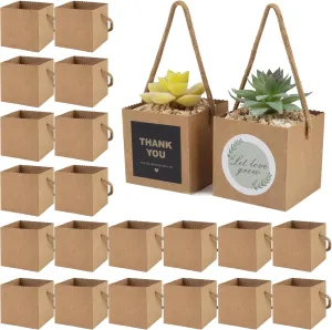 Temlum Succulent Wrap Bags with Thank You & Let Love Grow Stickers, Succulent Gift Box Fits 2.5 Inch Pots Wedding, Baby Shower, Succulent Party Favors for Guests (40pcs)