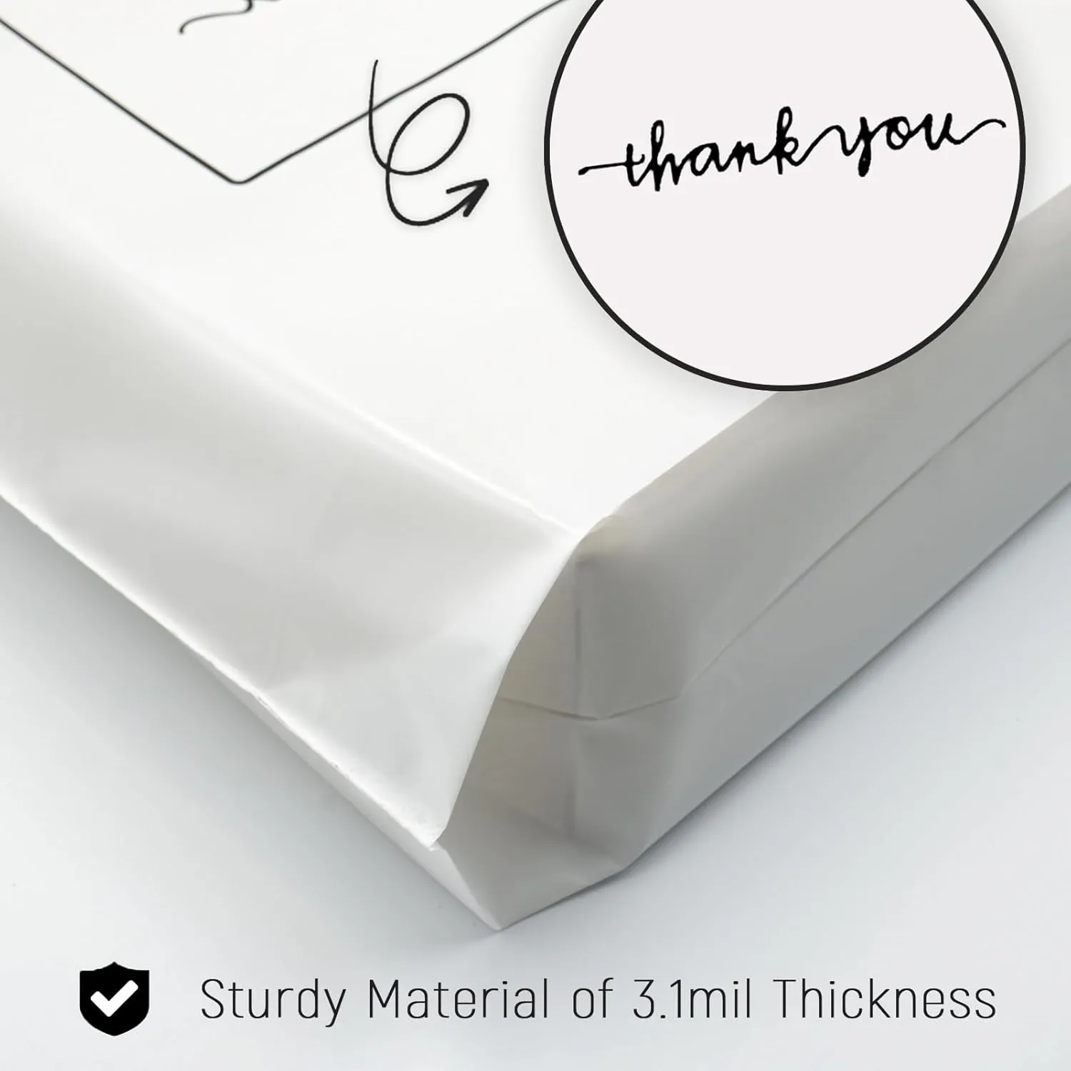 Thank You Merchandise Bags 50Pcs 10x12In White Thank You Bags Bulk - Extra Thick 3.1Mil Customer Bags for Small Business - Small Thank You Shopping Bags for Boutique with Handles