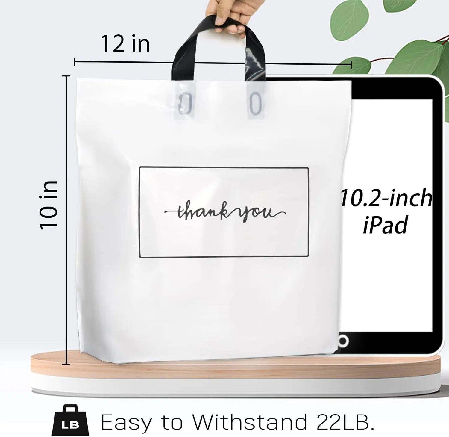 Thank You Merchandise Bags 50Pcs 10x12In White Thank You Bags Bulk - Extra Thick 3.1Mil Customer Bags for Small Business - Small Thank You Shopping Bags for Boutique with Handles
