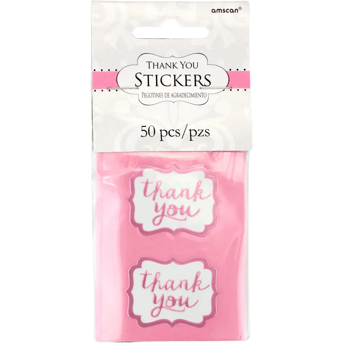 Thank You Pink Stickers 50pcs