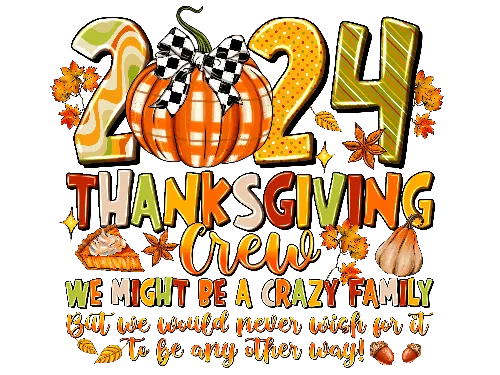 Thanksgiving 2024 Crazy Family Fall Thanksgiving DTF (direct-to-film) Transfer