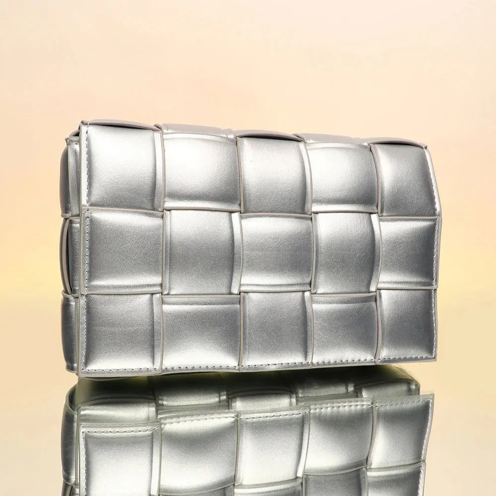 The Puffy Interwine Sling Bag – Chalice Silver – A Fusion of Soft Elegance and Modern Chic
