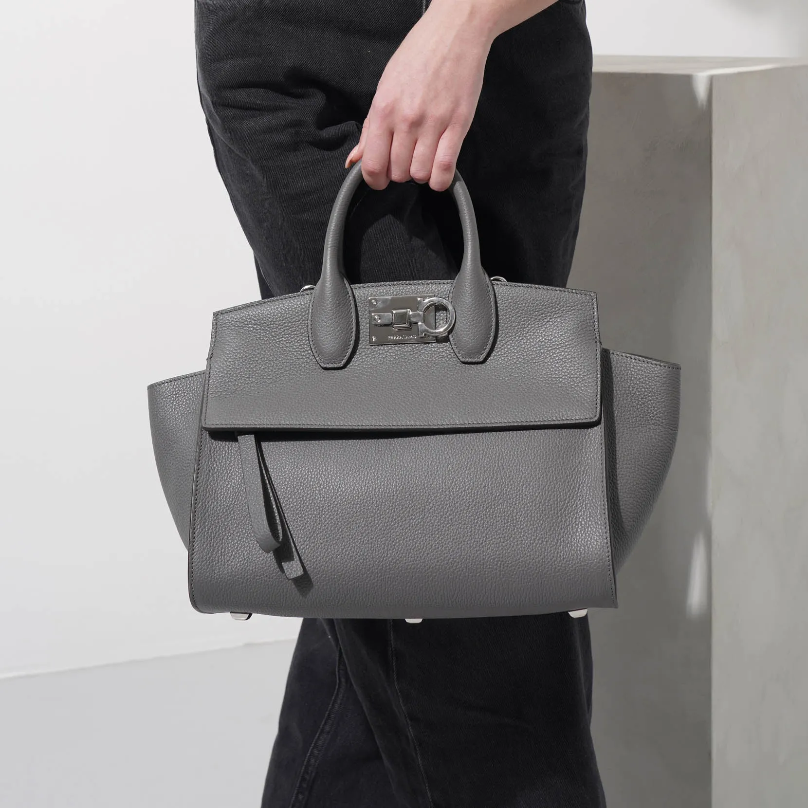 The Studio soft small grey tote bag