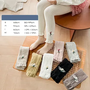 Thin children's pants cotton outer wear baby girls nine-point pants spring and summer white pantyhose