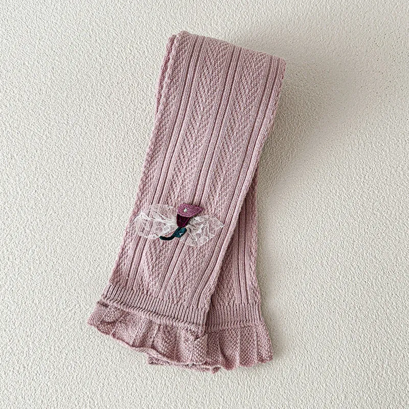 Thin children's pants cotton outer wear baby girls nine-point pants spring and summer white pantyhose