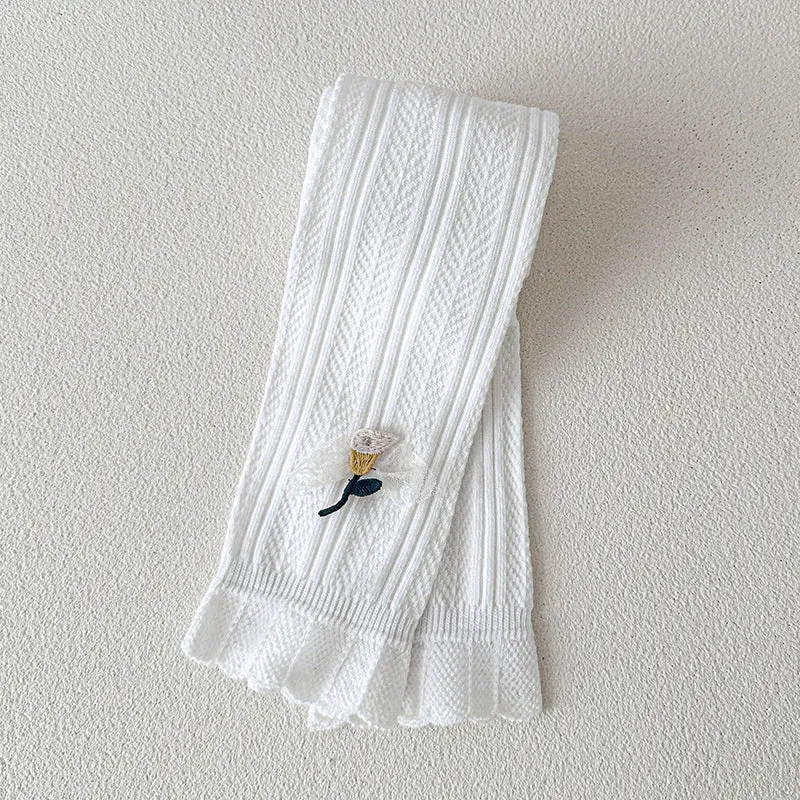 Thin children's pants cotton outer wear baby girls nine-point pants spring and summer white pantyhose