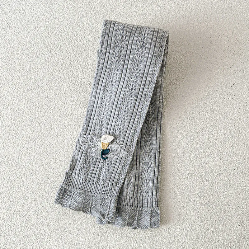 Thin children's pants cotton outer wear baby girls nine-point pants spring and summer white pantyhose