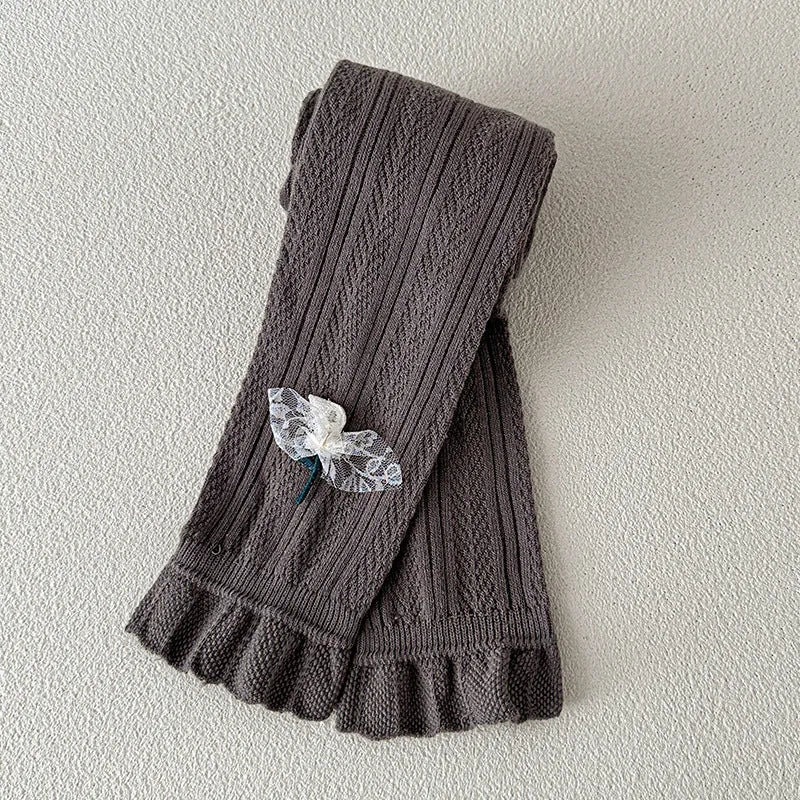 Thin children's pants cotton outer wear baby girls nine-point pants spring and summer white pantyhose