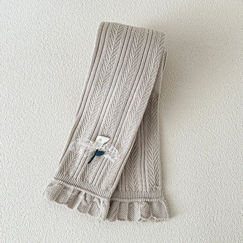 Thin children's pants cotton outer wear baby girls nine-point pants spring and summer white pantyhose
