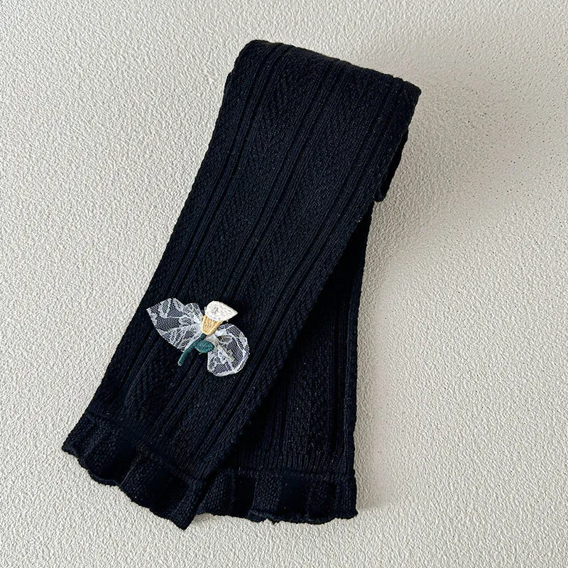 Thin children's pants cotton outer wear baby girls nine-point pants spring and summer white pantyhose