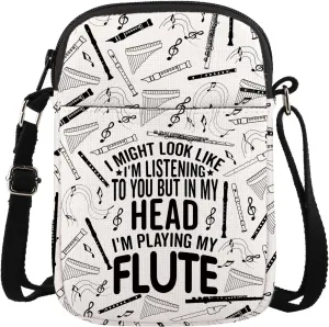 TIIMG I Am Playing My Flute Gift Flute Music Lover Gift Flute Player Gift Flutist Gift Flute Crossbody Bag